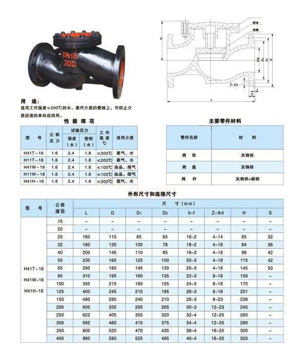 升降式止回阀h41t-16